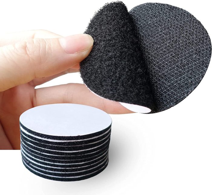 Black Round Size Self Adhesive Tape - 10-Pack Sticky Back Hook Loop Dots - 2.4 Inch Carpet Gripper Pad Double Sided Sticky Tape for Wall Decor or Heavy Duty Tools Hanging