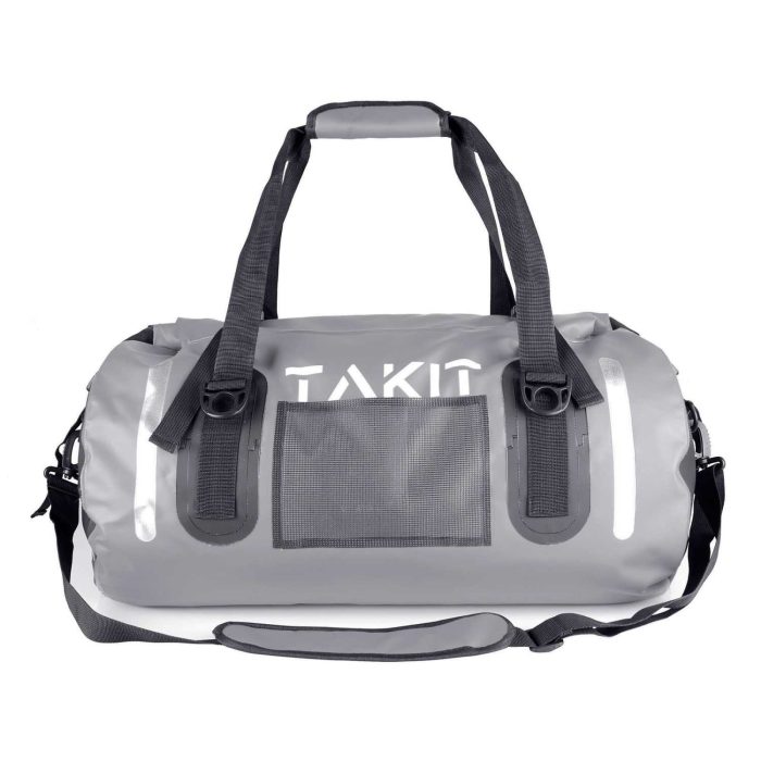 Waterproof Duffle Bag Travel Dry Bag 60L Roll Top 500D PVC for Motorcycle Tail Kayaking Rafting Boating Swimming Camping Hiking Beach Fishing(60L, Grey)