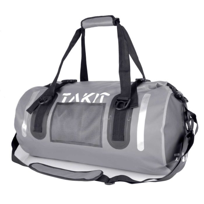 Waterproof Duffle Bag Travel Dry Bag 60L Roll Top 500D PVC for Motorcycle Tail Kayaking Rafting Boating Swimming Camping Hiking Beach Fishing(60L, Grey)