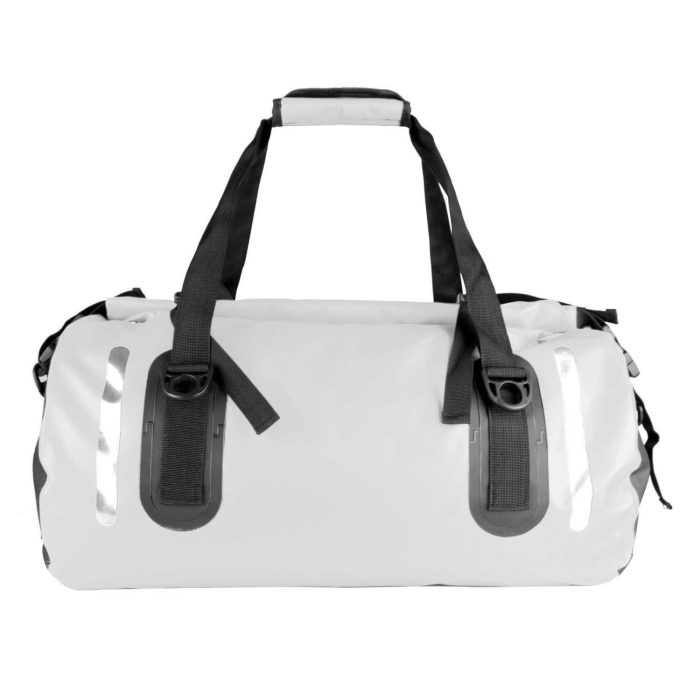 Waterproof Duffle Bag Travel Dry Bag 60L Roll Top 500D PVC for Motorcycle Tail Kayaking Rafting Boating Swimming Camping Hiking Beach Fishing (60L, White)