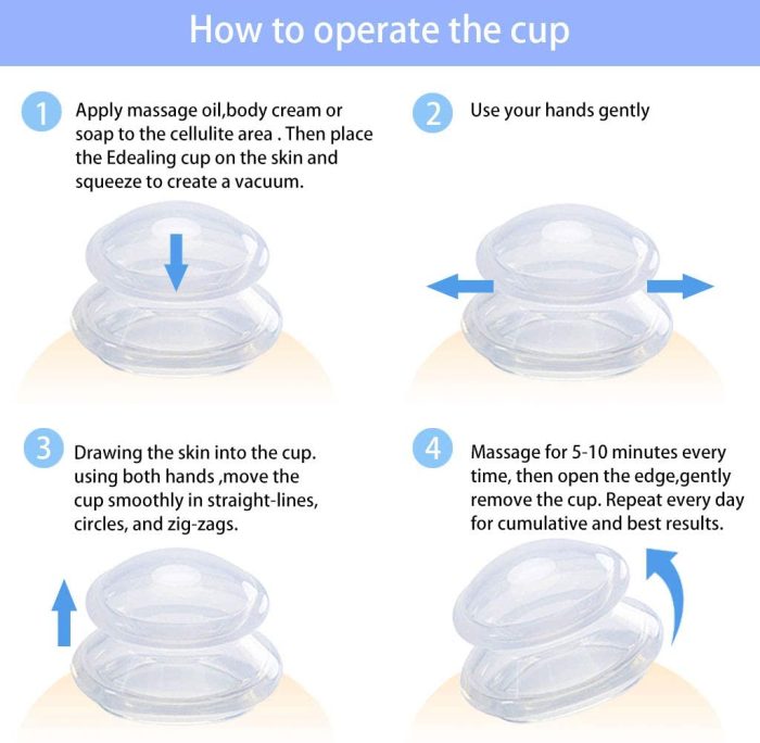 Med SPA Care Silicone Cups Cupping Set/Vacuum Suction Cup Massage Cupping Therapy Set,Butt Massager/Anti Cellulite Cup - for Cellulite Remove,Exfoliating,Detox, Muscle,Nerve Joint Pain Relief (Clear)