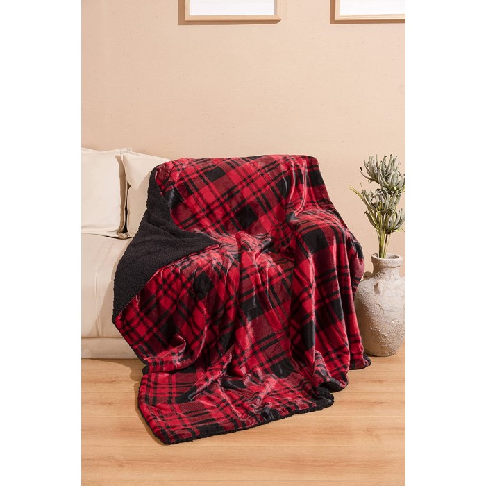 Sherpa Soft Throw & Blanket for Couch 60 inch X 50 inch, Thick Warm Fuzzy Cozy Throws Blankets for Bed, Sofa and Travel, Reversible Plush Fleece Blankets