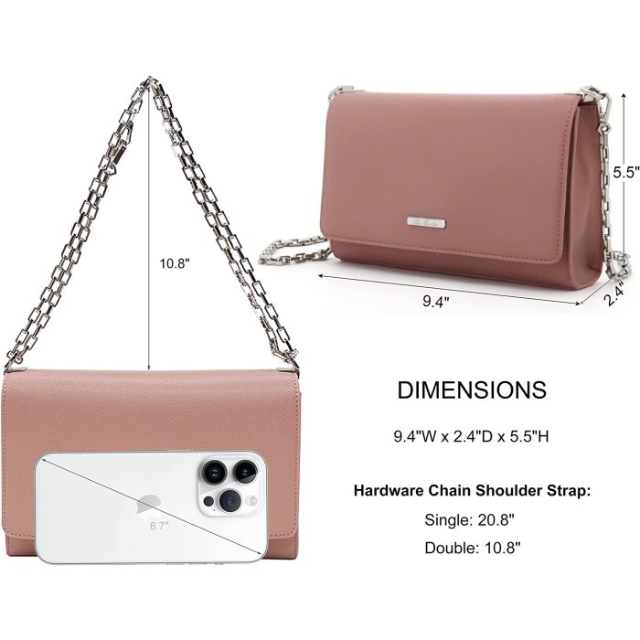 Small Shoulder Bag for Women, Imitation Leather Chain Strap Clutch Small Square Purse, Phone Wallet Purse (Camel)