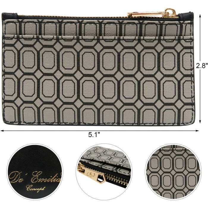 Women's Slim Canvas Wallets with Coin Purse and Credit Card Holder, Girl Mini Leather Wallet with Zipper Closure (Black)