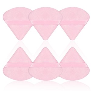 Powder Puff,6 Pcs Powder Puffs for Face Powder,Supper Soft Velour Triangle Powder Puff-for Loose Powder Foundation Application Reusable-Wet-Dry Cosmetics Makeup Tools(Multicolored)…