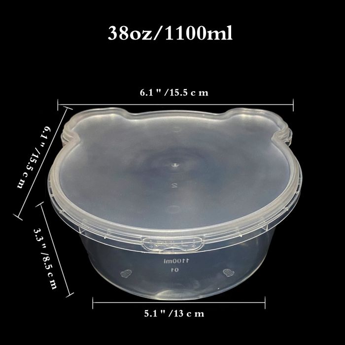 SHPii 38 oz Cartoon Shaped Clear DeliContainers with Lids,BPA-Free, Freezer and Microwave Safe Food Storage Containers, Reusable, Meal Prep, Take-out, Restaurant Supplies.(10 packs)…