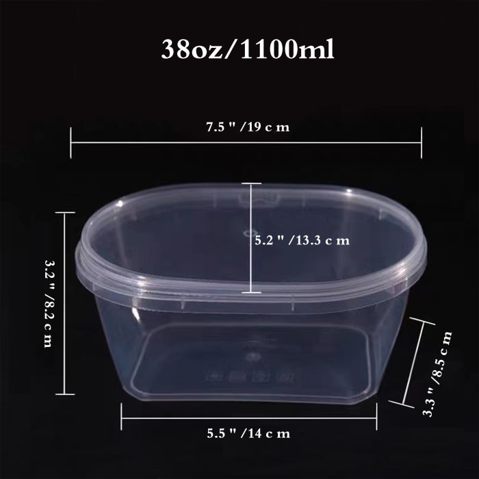 SHPii 38 oz Oval Shaped Clear DeliContainers with Lids,BPA-Free, Freezer and Microwave Safe Food Storage Containers, Reusable, Meal Prep, Take-out, Restaurant Supplies.(10 packs)